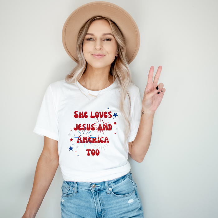 PRE-ORDER She Loves Jesus and America Too Shirt