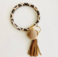 Leopard Bangle Keychain w/PomPom