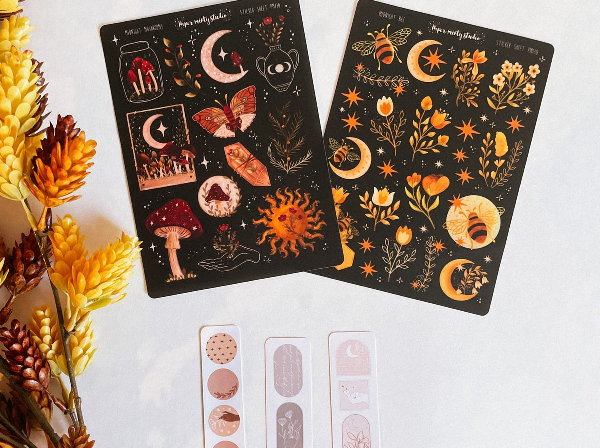 Midnight Mushroom & Bee Sticker Pack