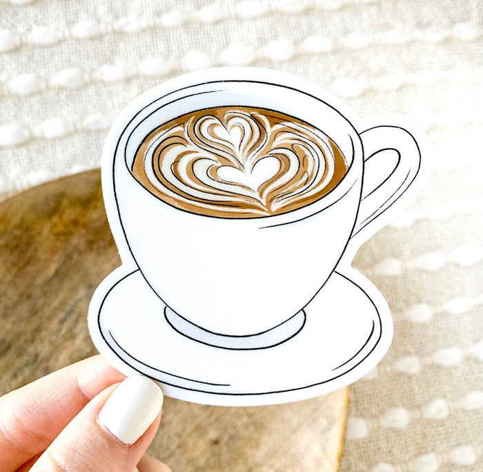 Latte Coffee Mug Sticker - OMG! Gifts
